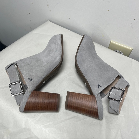 Vionic Suede Perk Kaia Heel - Ladies Peep Bootie Stacked Heels Sz 7 - Picture 7 of 11